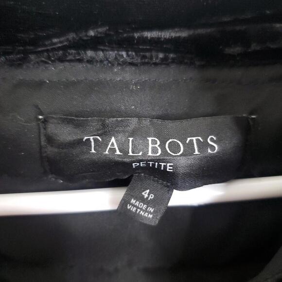 Talbots Jacket Womens 4P Velvet Puffer Fur Trim Neckline Snap Close Black - Picture 6 of 10